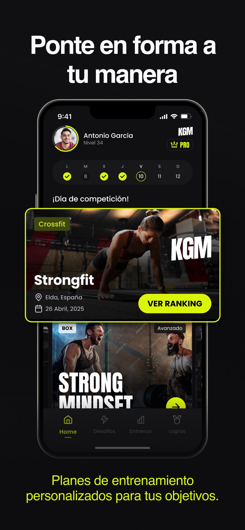 App kgmFit: inicio